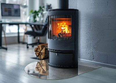 Glass hearth for log burner Marble structure pattern