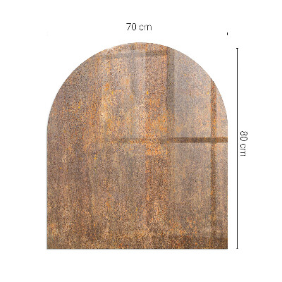 Glass hearth for log burner Rust texture on metal