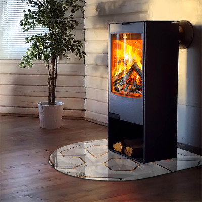 Glass hearths for wood burners Geometric 3D pattern