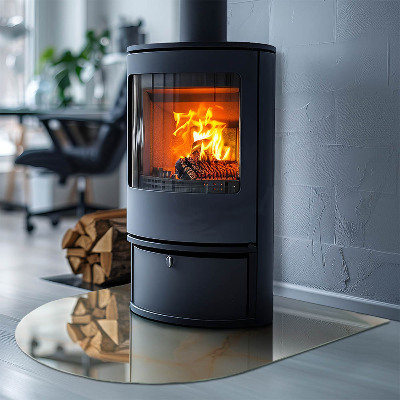 Glass hearth for log burner Abstract marble pattern