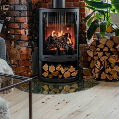 Glass hearth Plant motifs with butterflies