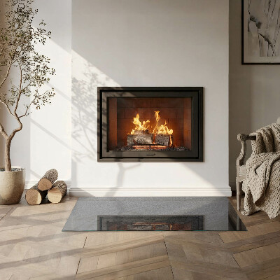 Glass fire hearth rectangular Natural stone texture