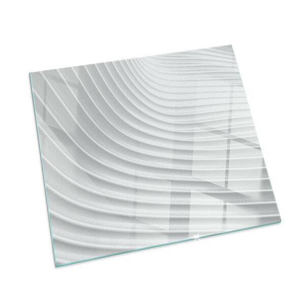 Corner glass hearth rectangular Waves of delicate lines