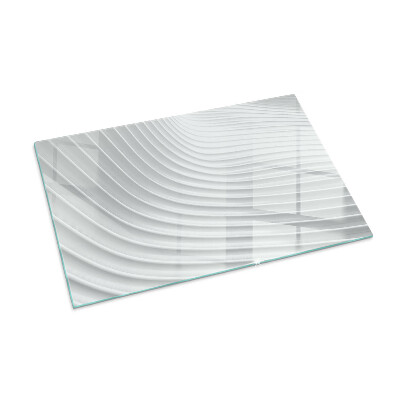 Corner glass hearth rectangular Waves of delicate lines
