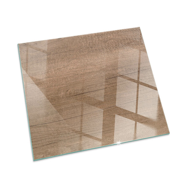 Corner glass hearth rectangular Natural wood pattern