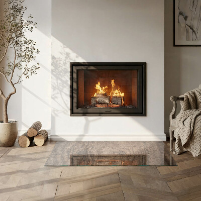 Glass fire hearth rectangular Natural wood pattern