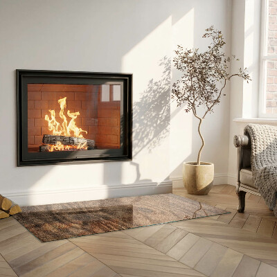 Glass fire hearth rectangular Natural wood pattern