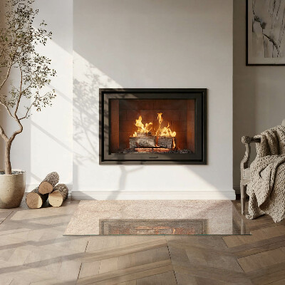 Corner glass hearth rectangular Natural stone texture