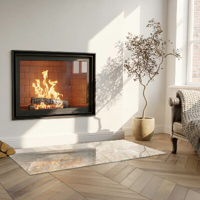 Corner glass hearth rectangular Natural stone pattern