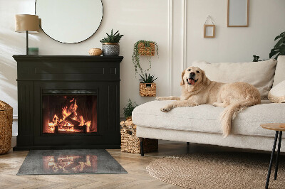 Corner glass hearth rectangular Raw surface texture