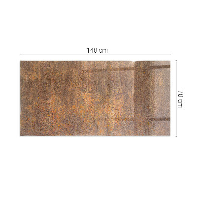 Glass fire hearth rectangular Rust texture on metal