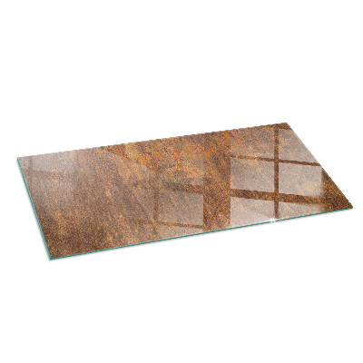 Glass fire hearth rectangular Rust texture on metal