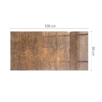 Glass fire hearth rectangular Rust texture on metal