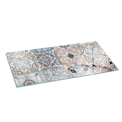 Corner glass hearth rectangular Mosaic patterns in tiles