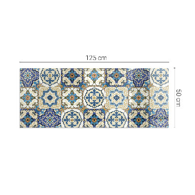 Glass fire hearth rectangular Mosaic pattern with flowers