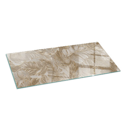 Glass fire hearth rectangular Leaves in subtle patterns