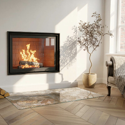 Glass fire hearth rectangular Leaves in subtle patterns