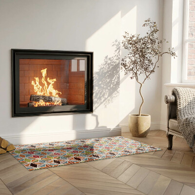Corner glass hearth rectangular Polygonal patterns in a grid