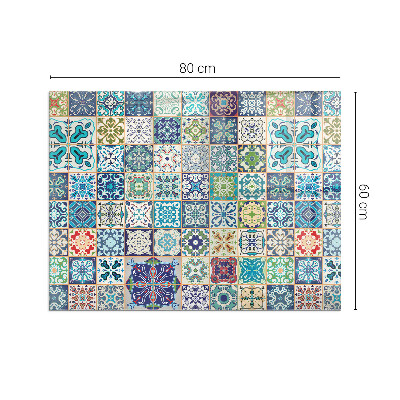Glass fire hearth rectangular Mosaic patterns on tiles