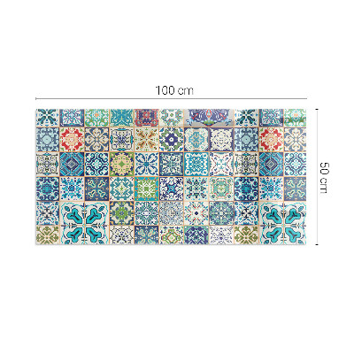 Glass fire hearth rectangular Mosaic patterns on tiles