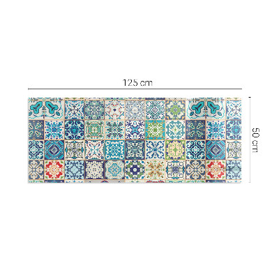 Glass fire hearth rectangular Mosaic patterns on tiles