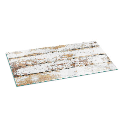 Corner glass hearth rectangular A damaged wooden board