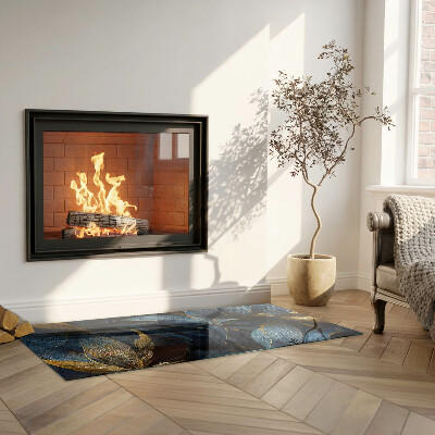 Glass fire hearth rectangular Elegant leaves in texture