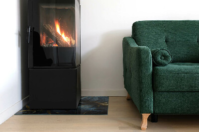 Glass fire hearth rectangular Elegant leaves in texture