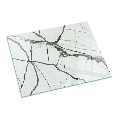 Glass fire hearth rectangular Marble vein pattern