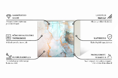 Glass fire hearth rectangular Marble vein pattern