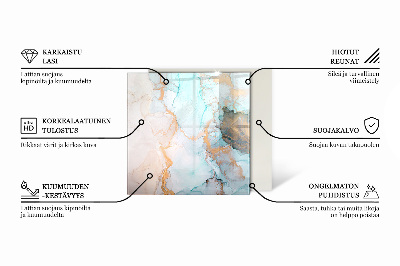 Glass fire hearth rectangular Marble vein pattern