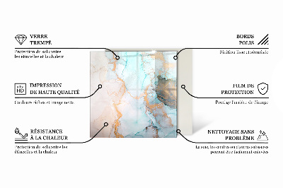 Glass fire hearth rectangular Marble vein pattern