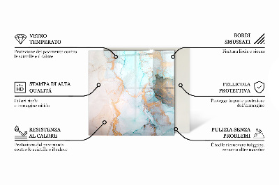 Glass fire hearth rectangular Marble vein pattern