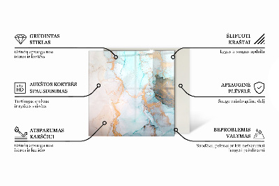 Glass fire hearth rectangular Marble vein pattern