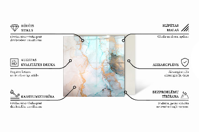 Glass fire hearth rectangular Marble vein pattern
