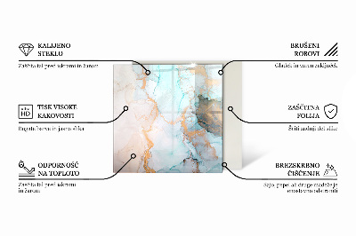 Glass fire hearth rectangular Marble vein pattern
