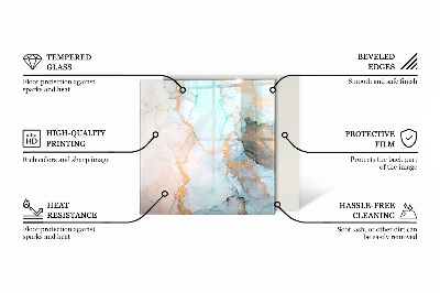 Glass fire hearth rectangular Marble vein pattern
