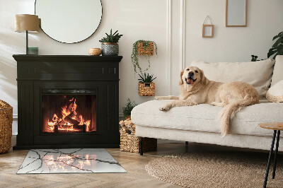 Glass fire hearth rectangular Marble vein pattern