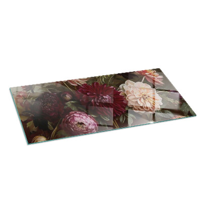 Corner glass hearth rectangular Floral bouquet in detail