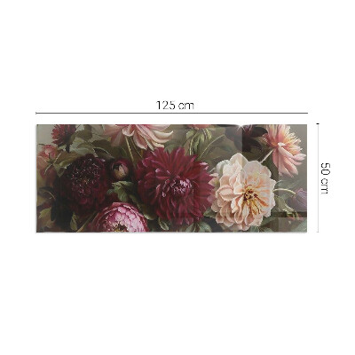 Corner glass hearth rectangular Floral bouquet in detail