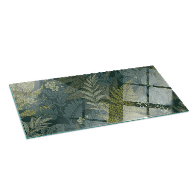 Glass fire hearth rectangular Plant motifs with butterflies