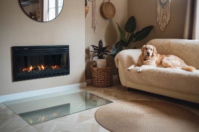 Glass fire hearth rectangular Delicate marble pattern