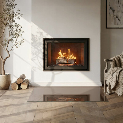 Glass fire hearth rectangular Color Brown