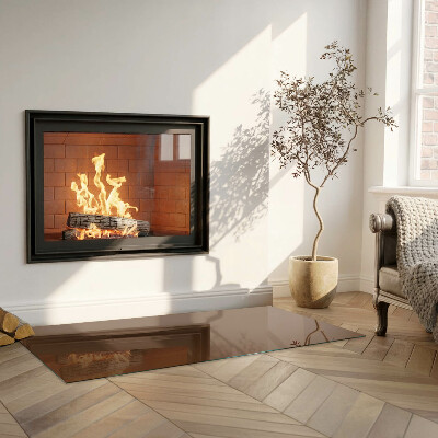 Glass fire hearth rectangular Color Brown