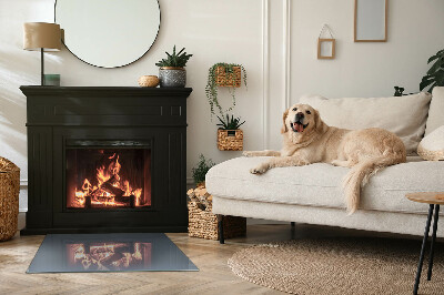 Corner glass hearth rectangular Color Dark blue