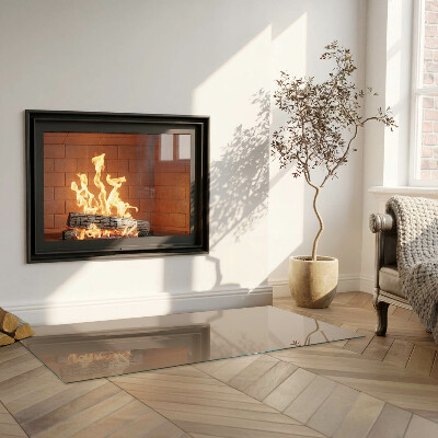 Glass fire hearth rectangular Color Brown
