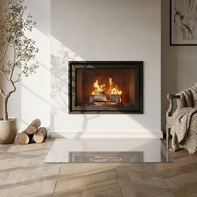 Glass fire hearth rectangular Color: Light brown