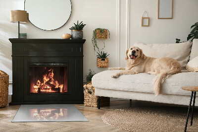 Glass fire hearth rectangular Color Light grey