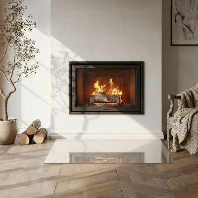 Corner glass hearth rectangular Color Beige