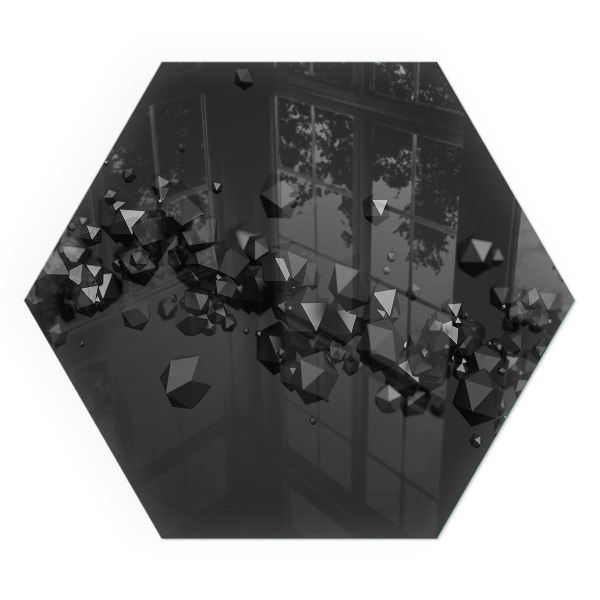 Sechseckige glass hearth for stove Cloud shapes in an abstract composition